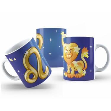 Imagem de Caneca de Cerâmica com Design Astrológico Dourado 325ml - Mecolour