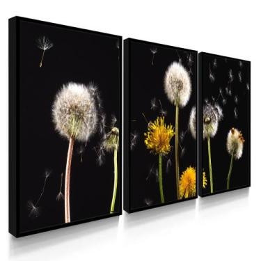 Imagem de Quadro Decorativo Sala Quarto Dente De Leão Mosaico Preto - DECOREIRO,