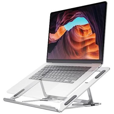 Imagem de Suporte ajustável para laptop, suporte ergonômico de alumínio portátil para computador, prata