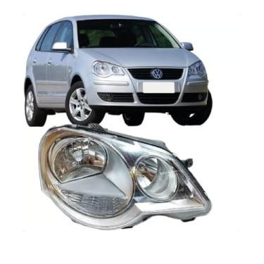 Imagem de Farol Direito Polo 2006 a 2010 com Lente Cromada - 1 Unidade