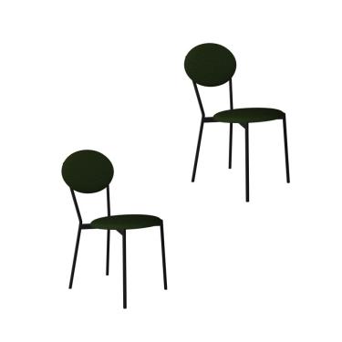 Imagem de Cadeira Fixa Estofada Vintage Elipse com 2 Unidades Verde Musgo/Preto Fosco