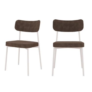 Imagem de Kit com 2 Cadeiras para Sala de Jantar Mona Yescasa Marrom Castor/Branco