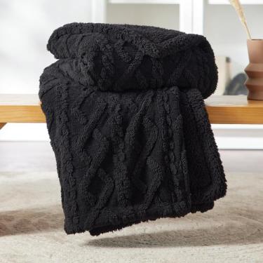 Imagem de Cobertor Sherpa Bedsure para Sofá - 130 x 150 cm - Preto