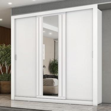 Imagem de Guarda Roupa Casal 3 Portas Doha Lux Carraro Ripado Branco