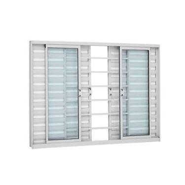 Imagem de Janela Veneziana Grade Horizontal em Alumínio 100 x 150 x 7,6 cm 6 Fol