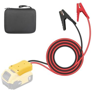 Imagem de Grampos de cabo jumper para partida de bateria DeWalt 20V, cabo jumper de bateria de carro 8AWG de 8 AWG com adaptador, cabo de impulsionador de bateria automotiva para ferramentas usadas para dar
