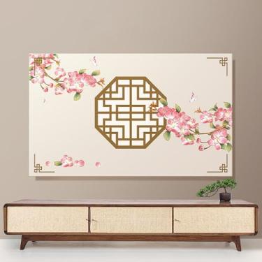 Imagem de WMLTZFUS Capa protetora de tela de TV chinesa moderna, pano de cobertura de tela com tudo incluído, capa protetora de monitor de TV de computador para Smart TV-C|55-60 polegadas LED LCD Smart
