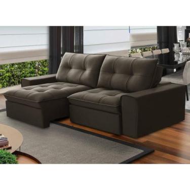 Imagem de Sofá 3L 2,3m Ret/Rec Veludo Ferguile Argos - Tabaco - Ferguile Estofad