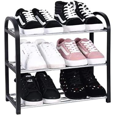 Imagem de Prateleira para sapatos Sapateira Organizador de sapatos Sapateira de metal Prateleira de armazenamento de sapatos de plástico Organizador de casa Organizador de sapatos para sala de estar E