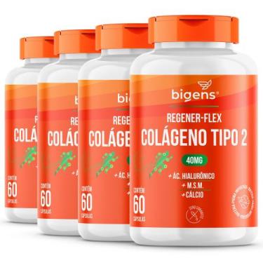 Imagem de Bigens kit 4x regener flex colágeno tipo ii 60 caps biogens