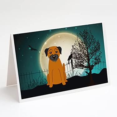 Imagem de Caroline's Treasures BB2229GCA7P Cartões terrier com borda assustadora de Halloween e envelopes pacote com 8, 7 x 5, multicolorido