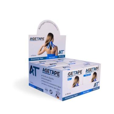 Imagem de Kit 6 Rolos Agetape Kinesiology Tape - 5cm X 5m Azul Claro, Azul claro