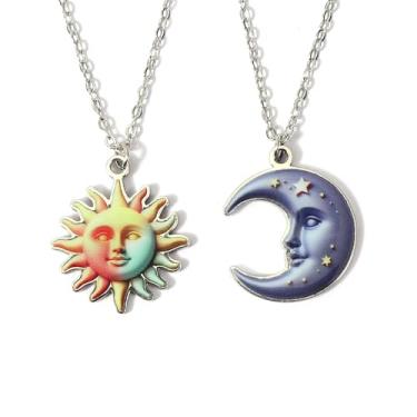 Imagem de MANZHEN 1 par de colares de melhores amigos, design fofo, presente de dia dos namorados, filhote, fantasma, sol e lua, design Bff para 2, 18 Inches, Aço inoxidável, Sem Pedra Preciosa