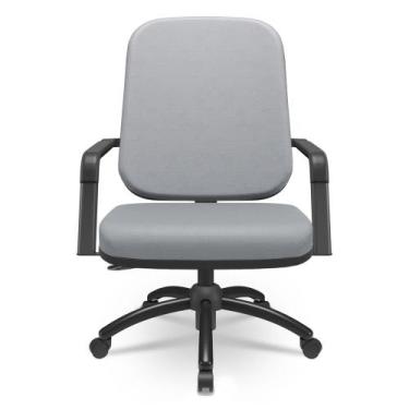 Imagem de Cadeira de Escritório Giratória com Braço Preta Magno P03 Vinil Cinza 