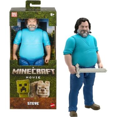 Imagem de Mattel Minecraft Steve Figura de ação em grande escala, brinquedo articulado colecionável de 30,5 cm inspirado em "Um filme de minecraft", JGG67
