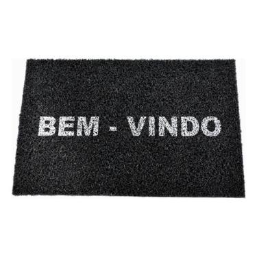 Imagem de Tapete Capacho Bem Vindo Retangular Pvc Vinil Preto 40X60 Cm