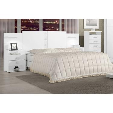 Imagem de Cabeceira Casal com Mesa de Cabeceira - Rubi-Branco - Móveis D`Doro