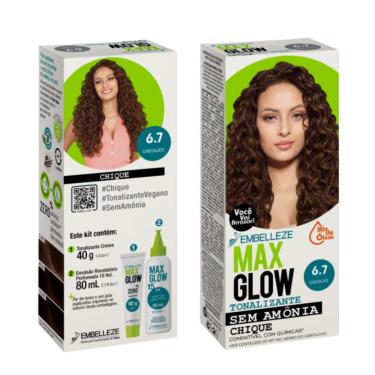 Imagem de Tonalizante Cor Intensa Chocolate 6.7 Embelleze Max Glow Vegano Sem Amônia Kit