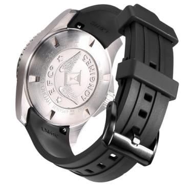 Imagem de INO Design Pulseira de relógio StrapXPro (LXH1C) de 21 mm de liberação rápida FKM com extremidade curva de borracha para Longines Hydroconquest/Conquest (versão 2007-2022), preta com fecho preto