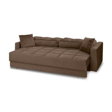 Imagem de Sofá Cama Reclinável Retrátil 3 Lugares Zurique Marrom - Meu Estofado