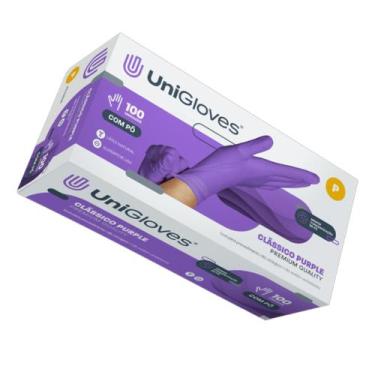Imagem de Luva Latex Lilás Roxa Purple com pó Unigloves 100und - P