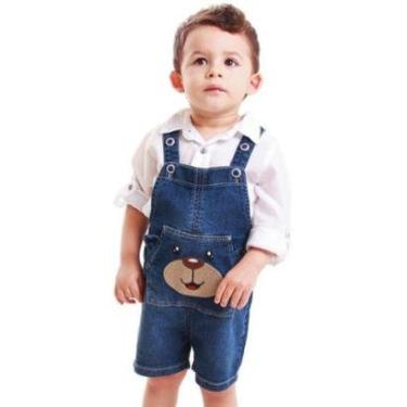 Imagem de Jardineira Infantil Bebê Menino Bordado Ursinho-Masculino