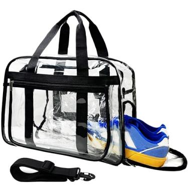 Imagem de Bolsa de ginástica transparente grande de 41 cm, bolsa de praia transparente para viagens com compartimento de sapatos, bolsa transparente transparente para mulheres e homens, Transparente., Bolsa