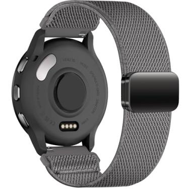 Imagem de Oanux Pulseira de nylon elástica magnética de 22 mm compatível com Garmin Vivoactive 4/Venu 3/Venu 3, pulseira esportiva elástica de alça solo para Forerunner 265/255/255 Music feminino e masculino
