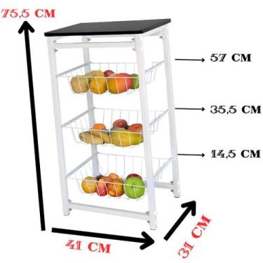 Imagem de Fruteira De Chão Aramada Cozinha Metal/madeira 4 Andares - GIFT HOME, 