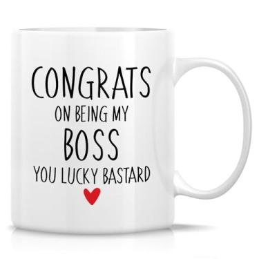 Imagem de Retreez Caneca de cerâmica Congrats On Being My Boss de 325 ml - Presente de humor de escritório - Presente de agradecimento sarcástico bem-humorado para colega de trabalho | Caneca Best Boss