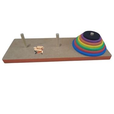 Imagem de Brinquedo Pedagógico Educativo Em Madeira Montessori Torre De Hanói