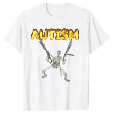 Imagem de Camiseta Feminina Retrô Esqueleto - Autismo Conscientização - Design E