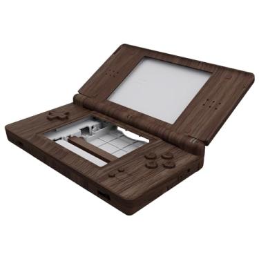 Imagem de eXtremeRate Capa de substituição completa de grão de madeira para Nintendo DS Lite, capa de console portátil personalizada com botões, lente de tela para Nintendo DS Lite NDSL - Console não incluído