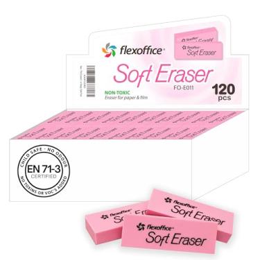Imagem de FlexOffice Borrachas rosa macias, 120 unidades, tamanho grande - borrachas de lápis para crianças, escolas, salas de aula, professores, aula de arte, escritório, escola em casa | material de volta às