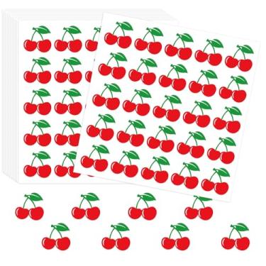 Imagem de Whaline 500 peças de adesivos de cereja com selo de frutas vermelhas cereja na parte superior decalque de papel adesivos de etiqueta autoadesiva para embrulho de envelope de cartão
