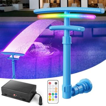 Imagem de Fonte de piscina solar de spray duplo para piscinas acima do solo, aerador de cascata de piscina com luzes LED de 9 cores, fonte de irrigação de piscina ajustável, acessórios de piscina decoração de