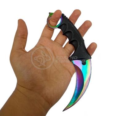 Imagem de Knife Rainbow Karambit Com Fio Manobras Arco Iris Inox