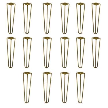 Imagem de Kit 16 Pés De Metal 30 Cm Mesa De Canto Rack E Puffs Dourado