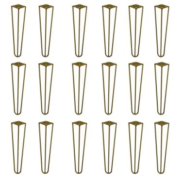 Imagem de Kit 18 Pés De Metal 30 Cm Mesa De Canto Rack E Puffs Dourado