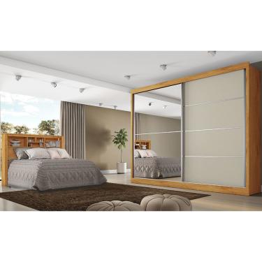 Imagem de Roupeiro Verona Plus 2 Porta Espelhado Peroba/ Off White