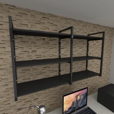 Imagem de Prateleira Quarto Infantil Preto Prateleira Sala Pratileira Estante Mdf Industrial