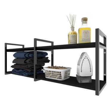 Imagem de Prateleira Industrial Lavanderia Preto Area De Serviço Nicho Multi Uso Simples Estante Mdf