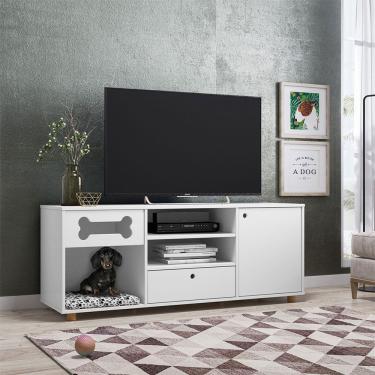 Imagem de Rack Pet Roxy Retrô Branco Tv Até 55 Polegadas - Olivar Móveis
