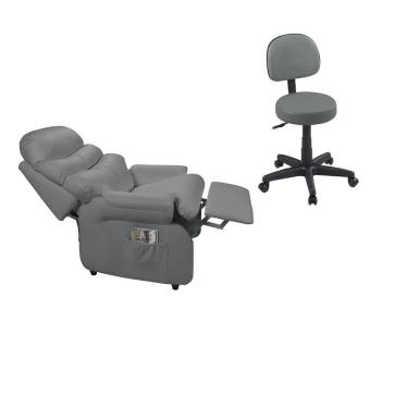 Imagem de Poltrona Reclinável Barão Papai Mamãe Estética Cílios Lashes Corano Com Mocho Cinza 312