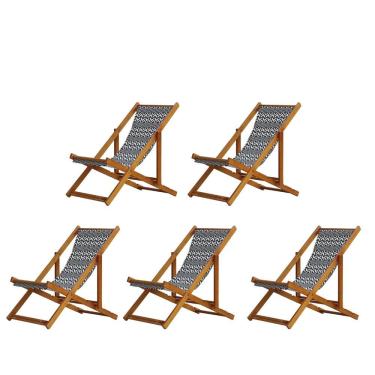 Imagem de Kit 5 Cadeira Espreguiçadeira Dobrável Mel Sb-retro