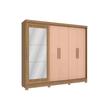 Imagem de Guarda Roupa Casal 5 Portas E 4 Gavetas C- Espelho E Pés Flex Cb01n564 Nogueira-macadamia