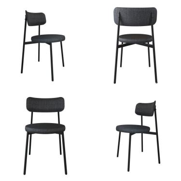 Imagem de Cadeira Kyta Fixa Com 4 Pés 50 X 44,7 X 83,8 Cm Com 4 Unidades Grafite-preto