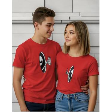 Imagem de T-shirt Para Casal Aliens E Cerveja, Básica 100% Algodão - Lobo Sete, 