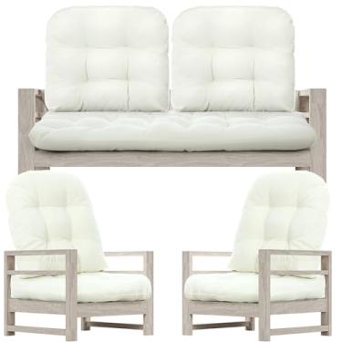 Imagem de Wenqik Conjunto de 7 almofadas para cadeira de vime ao ar livre com 1 almofada de sofá de 112 x 48 cm à prova de intempéries e 6 almofadas em forma de U para móveis de vime, pátio, varanda, banco