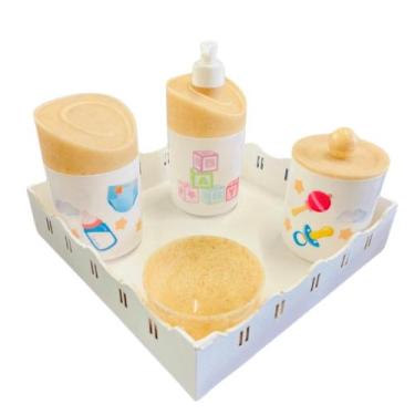 Imagem de Kit Higiene Baby Menino e Menino c/bandeja em MDF - Dóia Kids, Quadrad